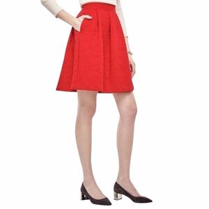 Ann Taylor Jacquard Quilted Red A-Line Skirt